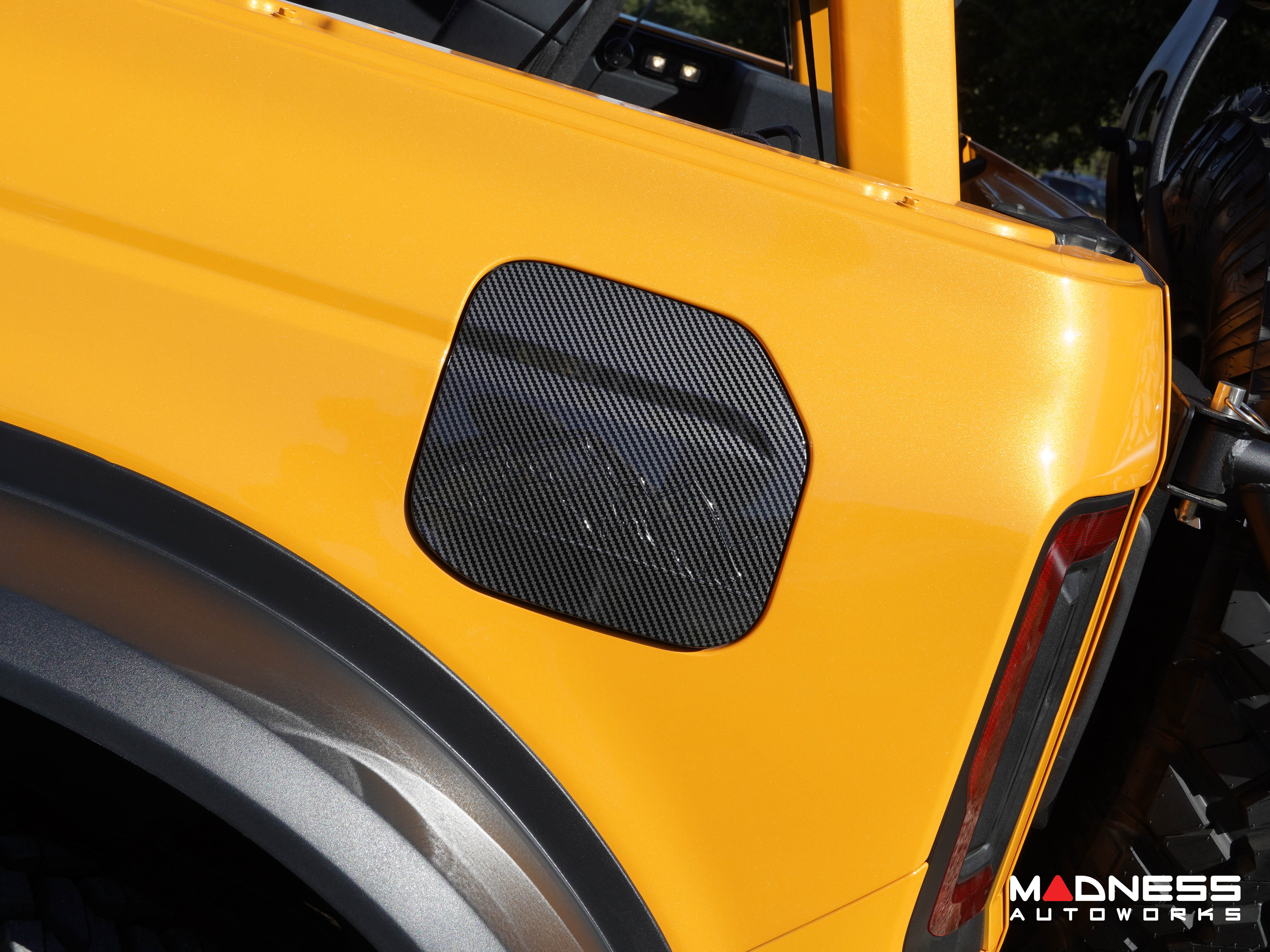 Ford Bronco Fuel Door Cover - Mountain Range Design - Gloss Carbon Fiber Finish